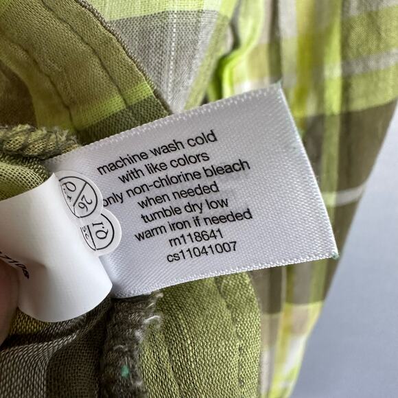 Women's Lane Bryant Brown White Plaid Button Up Top Mandarin Collar Top 14/16 - Picture 5 of 6